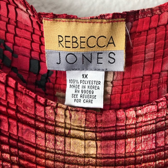 1X Rebecca Jones Red Oriental Print Sleeveless Top - Picture 5 of 5
